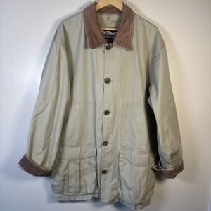 Woodlake Barn Coat Chore Jacket Mens Tan Corduroy Collar Unlined Long Sz Large